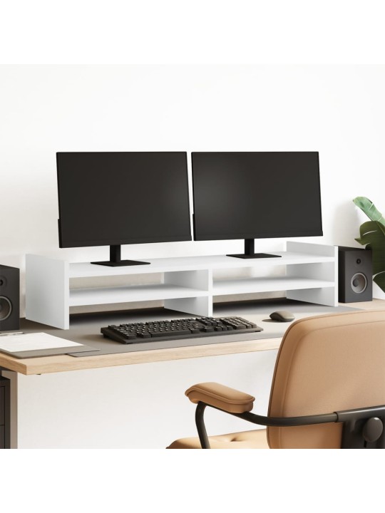 Stojan na monitor bílý 100 x 27 x 20 cm kompozitní dřevo
