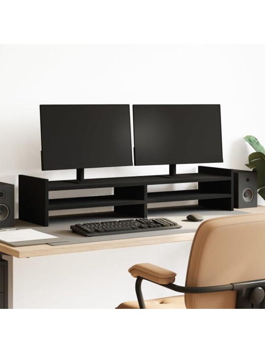 Stojan na monitor černý 100 x 27 x 20 cm kompozitní dřevo