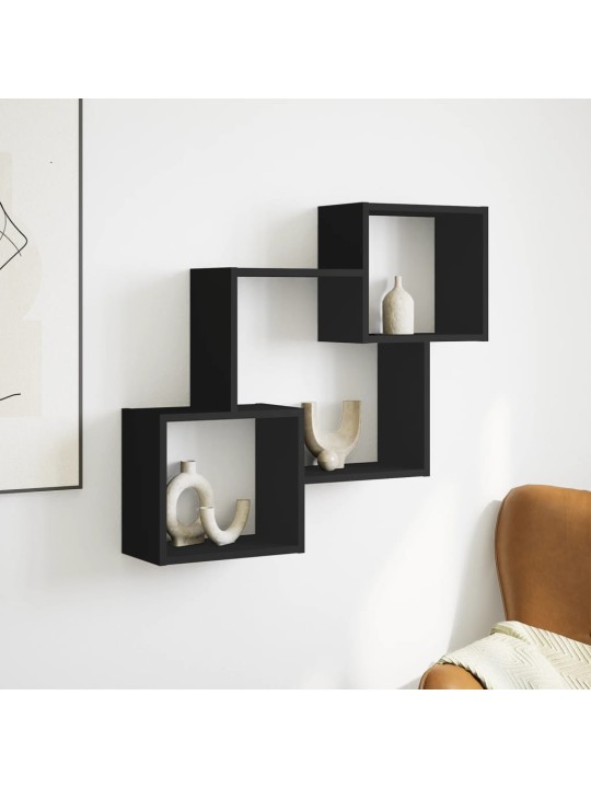 Nástěnná skříňka 78 x 18 x 71 cm černá kompozitní dřevo