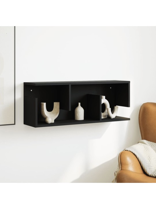 Nástěnná skříňka 80 x 20 x 30 cm černá kompozitní dřevo