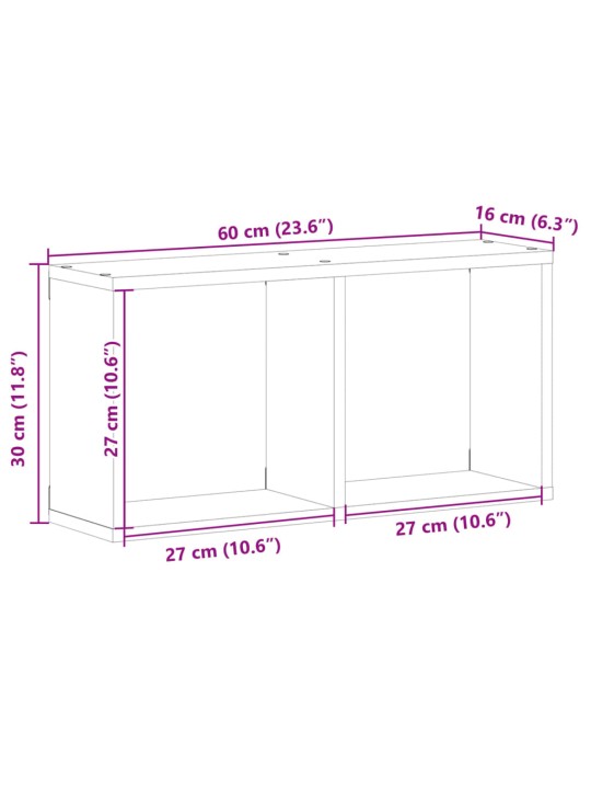 Nástěnná skříňka 60 x 16 x 30 cm černá kompozitní dřevo