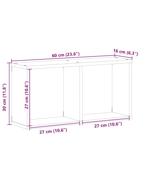 Nástěnná skříňka 60 x 16 x 30 cm kouřový dub kompozitní dřevo