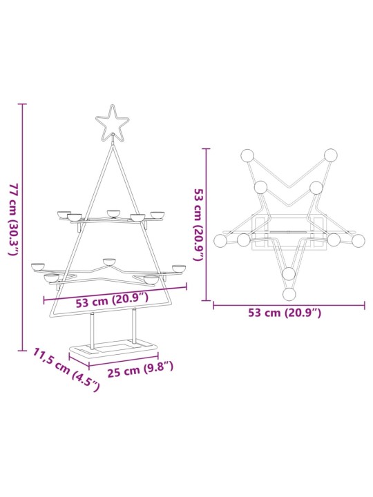 Kovový vánoční stromeček pro dekorace černý 75 cm