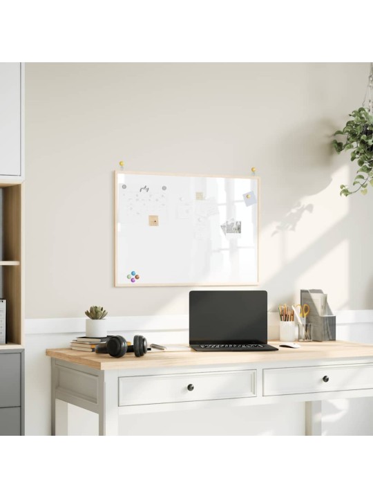 Vidaxl magnetická tabule s masivním borovicovým dřevěným rámem 80x55cm