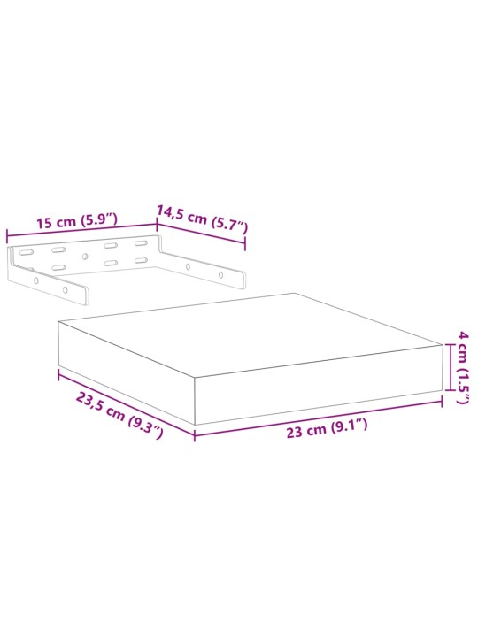 Plovoucí police 4 ks 23 x 23,5 x 4 cm kompozitní dřevo
