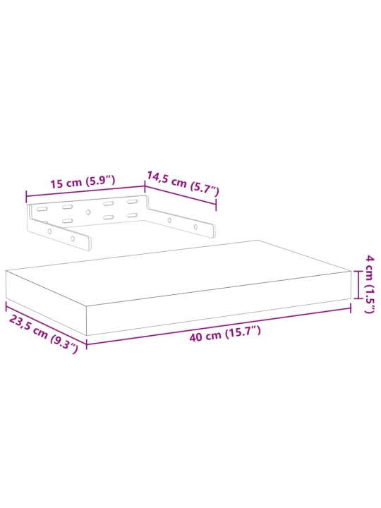 Plovoucí police 4 ks 40 x 23,5 x 4 cm kompozitní dřevo