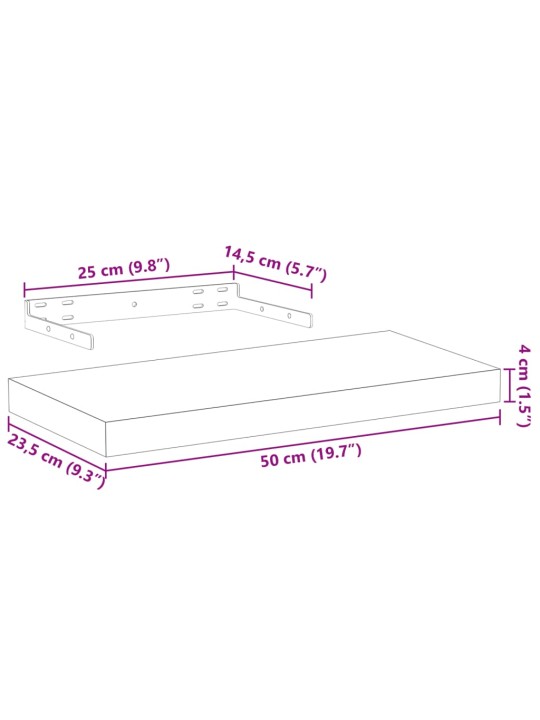 Plovoucí police 50 x 23,5 x 4 cm kompozitní dřevo