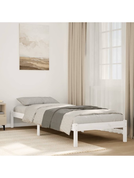 Prodloužený rám postele bez matrace bílý 80 x 210 cm borovice