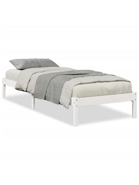 Prodloužený rám postele bez matrace bílý 90 x 210 cm borovice