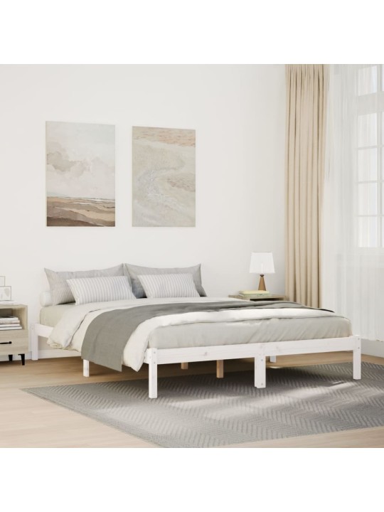 Prodloužený rám postele bez matrace bílý 160 x 210 cm borovice