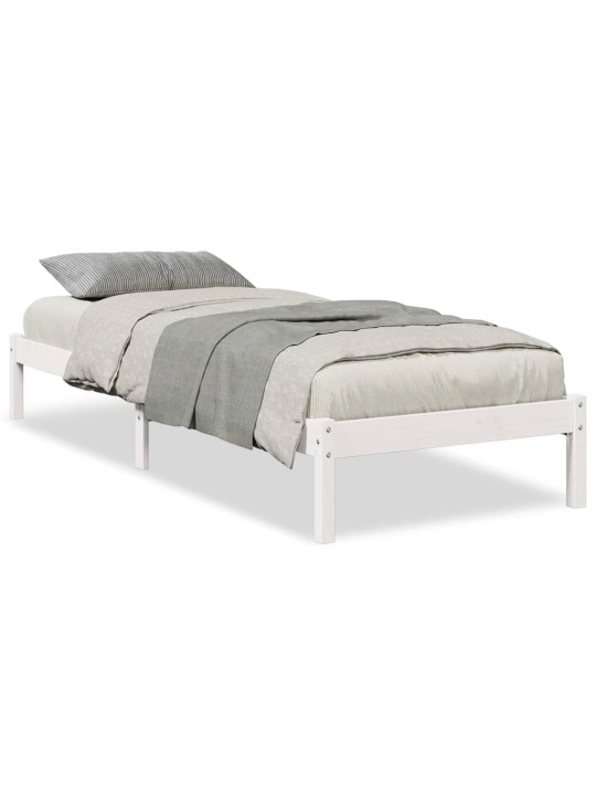 Prodloužený rám postele bez matrace bílý 90 x 220 cm borovice