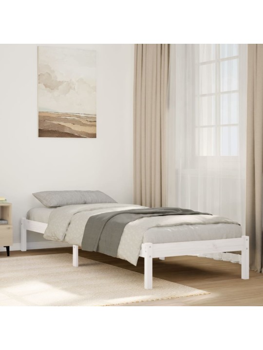 Prodloužený rám postele bez matrace bílý 90 x 220 cm borovice