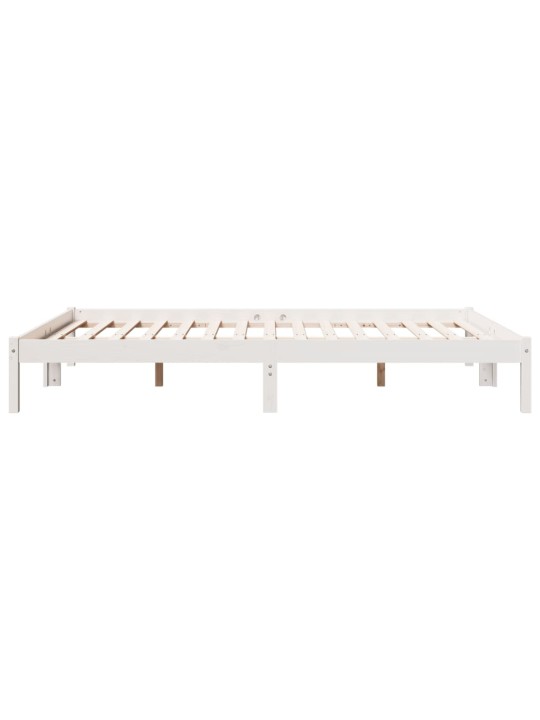 Prodloužený rám postele bez matrace bílý 160 x 220 cm borovice