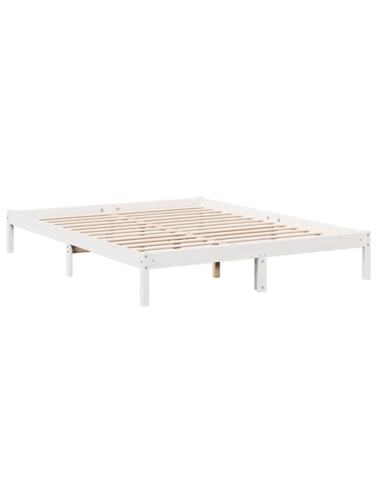 Prodloužený rám postele bez matrace bílý 160 x 220 cm borovice