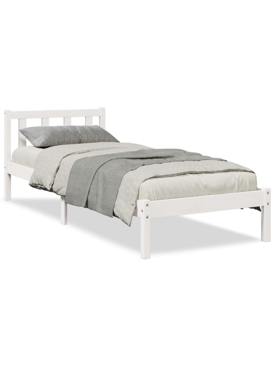 Prodloužený rám postele bez matrace bílý 80 x 210 cm borovice