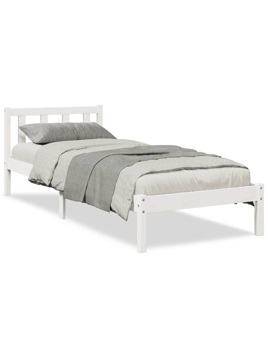 Prodloužený rám postele bez matrace bílý 90 x 210 cm borovice