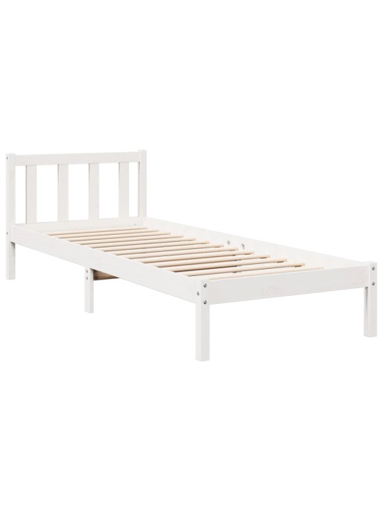 Prodloužený rám postele bez matrace bílý 90 x 210 cm borovice