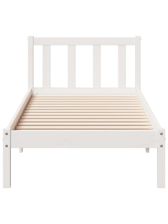 Prodloužený rám postele bez matrace bílý 90 x 210 cm borovice