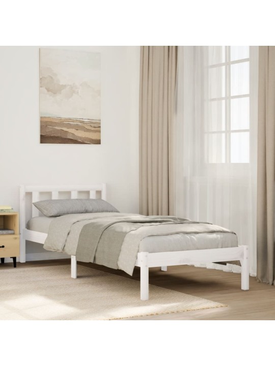 Prodloužený rám postele bez matrace bílý 90 x 210 cm borovice