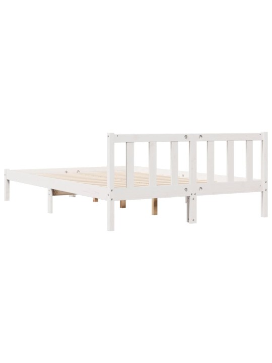 Prodloužený rám postele bez matrace bílý 140 x 210 cm borovice