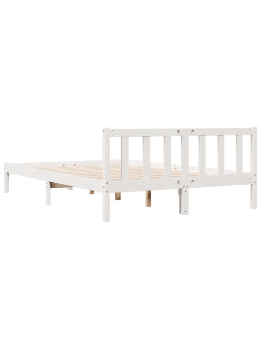Prodloužený rám postele bez matrace bílý 160 x 210 cm borovice