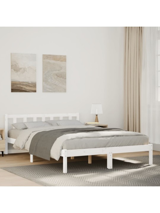 Prodloužený rám postele bez matrace bílý 160 x 210 cm borovice