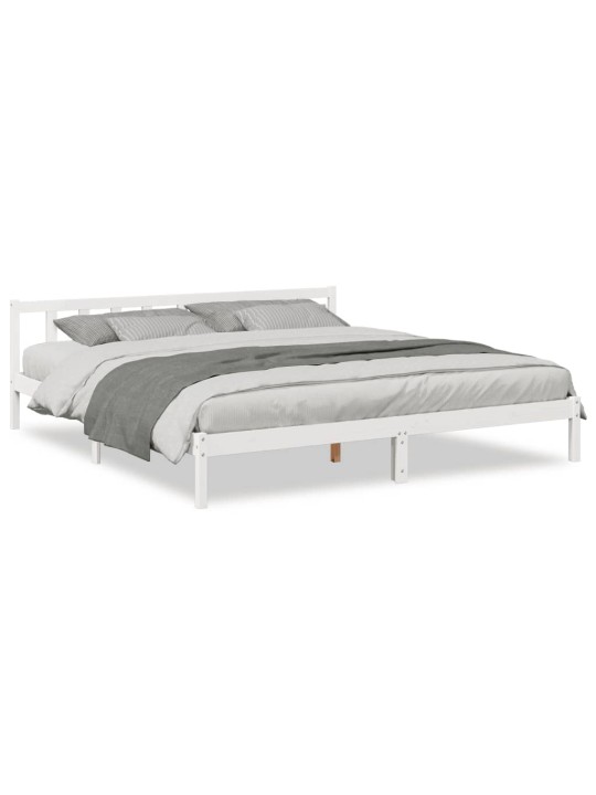 Prodloužený rám postele bez matrace bílý 180 x 210 cm borovice