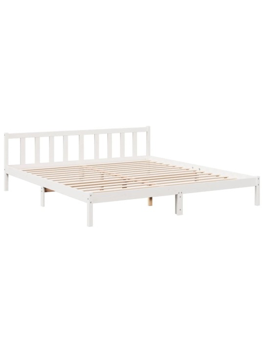 Prodloužený rám postele bez matrace bílý 180 x 210 cm borovice