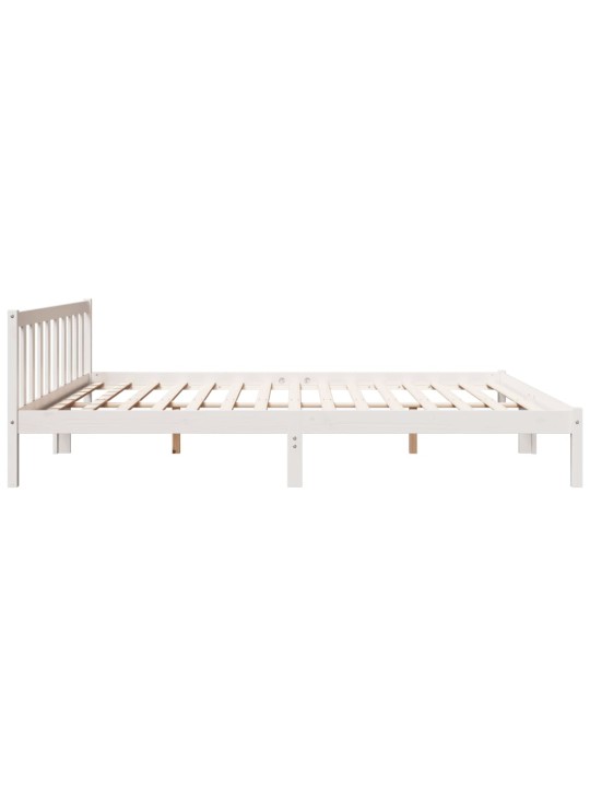 Prodloužený rám postele bez matrace bílý 180 x 210 cm borovice