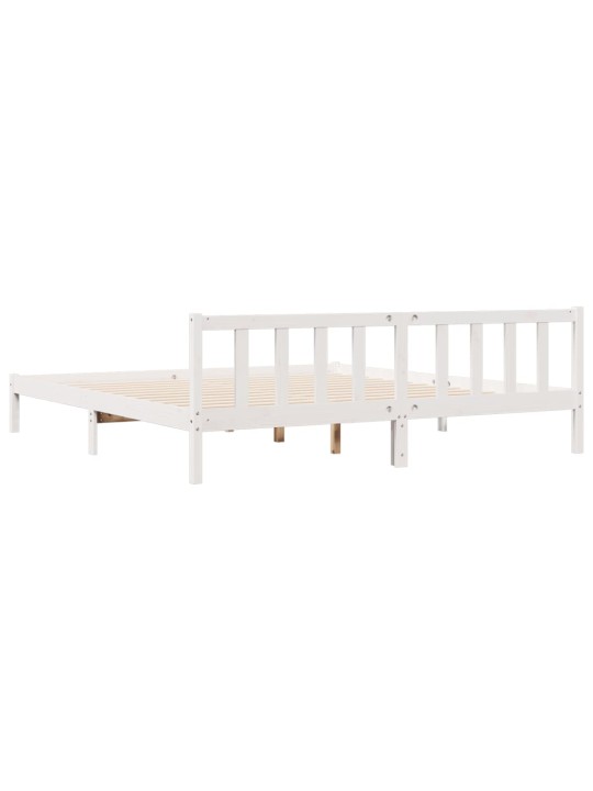 Prodloužený rám postele bez matrace bílý 180 x 210 cm borovice