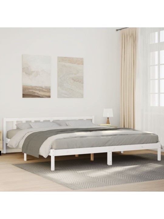 Prodloužený rám postele bez matrace bílý 180 x 210 cm borovice