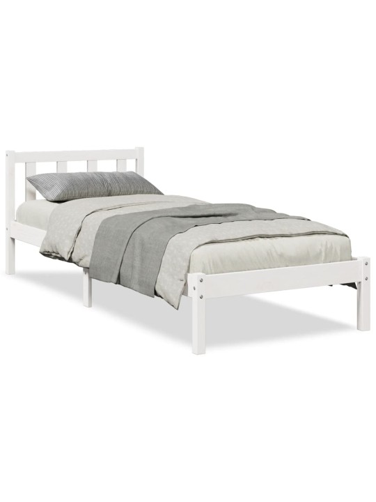Prodloužený rám postele bez matrace bílý 90 x 220 cm borovice
