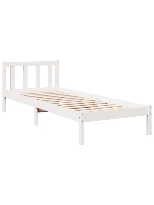 Prodloužený rám postele bez matrace bílý 90 x 220 cm borovice