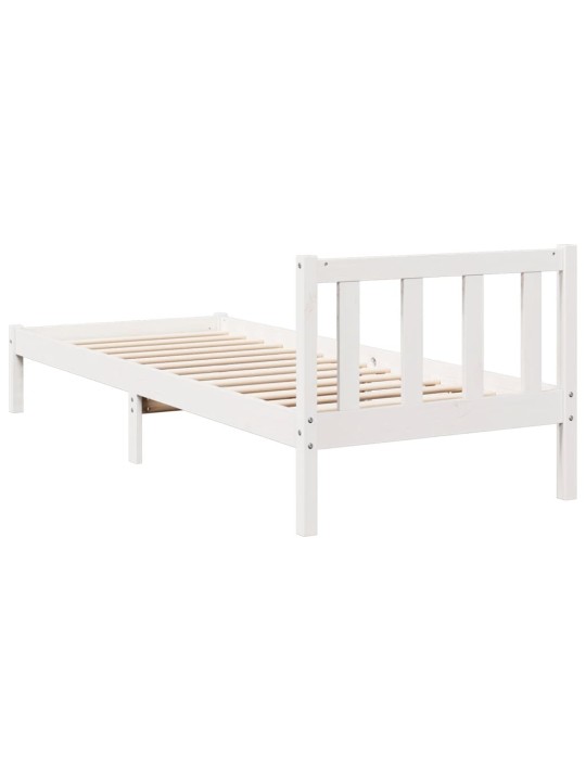 Prodloužený rám postele bez matrace bílý 90 x 220 cm borovice