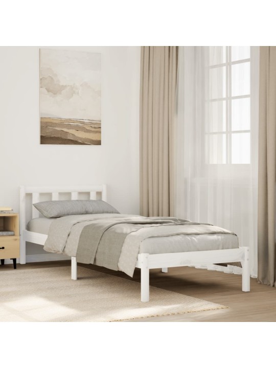 Prodloužený rám postele bez matrace bílý 90 x 220 cm borovice