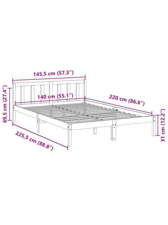 Prodloužený rám postele bez matrace 140 x 220 cm borovice