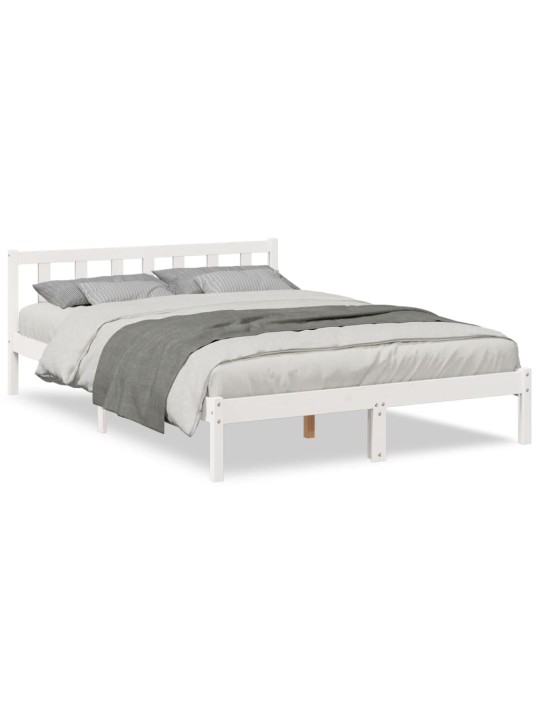 Prodloužený rám postele bez matrace bílý 140 x 220 cm borovice