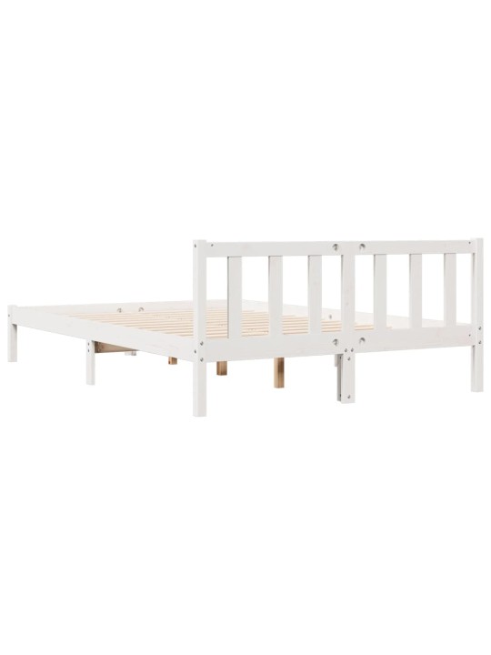 Prodloužený rám postele bez matrace bílý 140 x 220 cm borovice