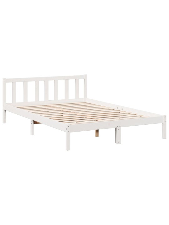 Prodloužený rám postele bez matrace bílý 160 x 220 cm borovice