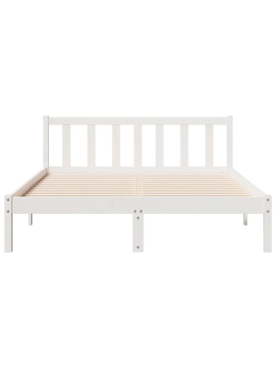 Prodloužený rám postele bez matrace bílý 160 x 220 cm borovice
