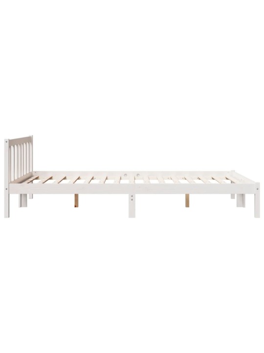 Prodloužený rám postele bez matrace bílý 160 x 220 cm borovice