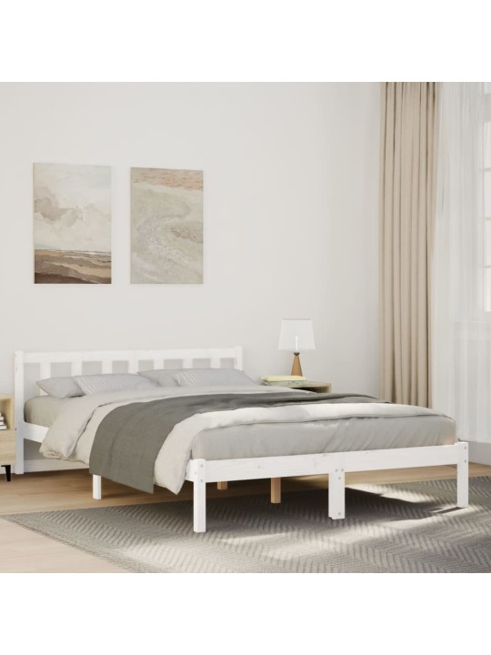Prodloužený rám postele bez matrace bílý 160 x 220 cm borovice