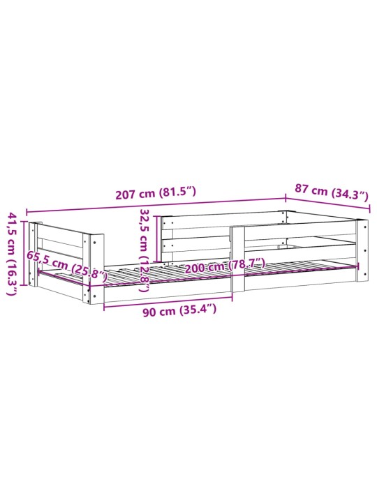 Postel bez matrace bílá 80 x 200 cm masivní borovice
