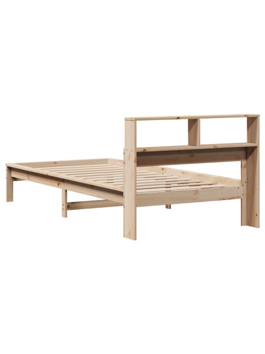 Postel s knihovnou bez matrace 90 x 190 cm masivní borovice
