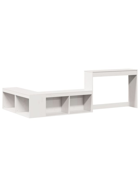 Skříňka k posteli se stolkem bílá 232x112x75 cm borové dřevo