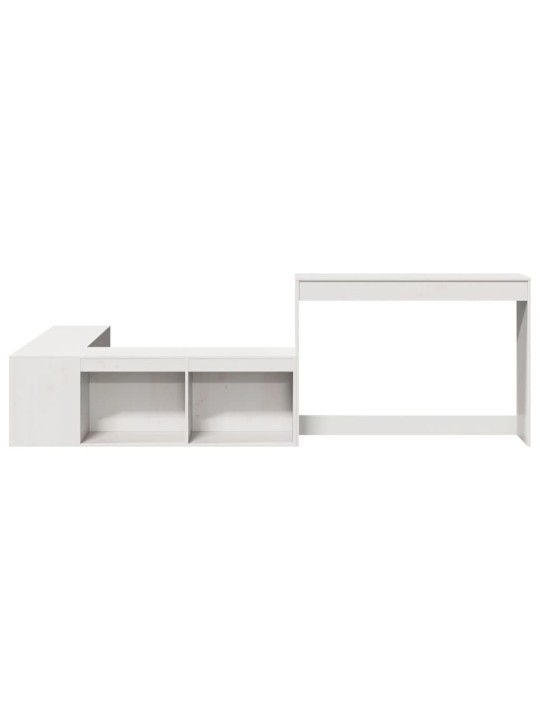 Skříňka k posteli se stolkem bílá 232x112x75 cm borové dřevo