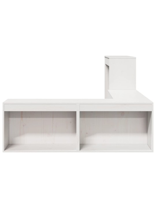 Skříňka k posteli se stolkem bílá 232x112x75 cm borové dřevo