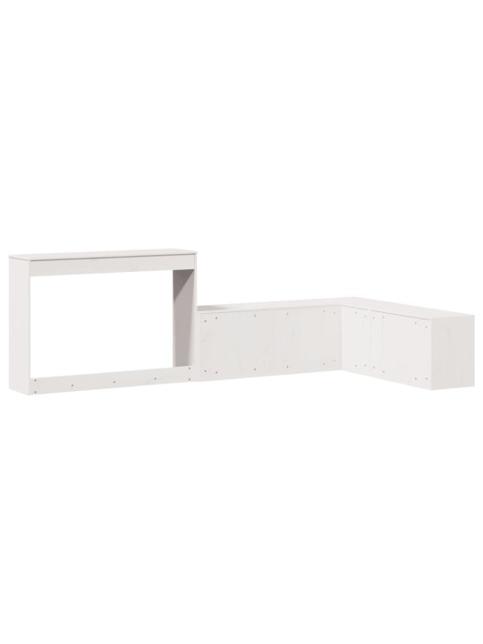 Skříňka k posteli se stolkem bílá 232x112x75 cm borové dřevo