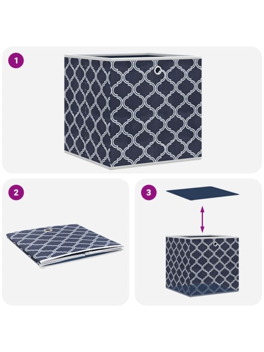 Skládací úložné boxy 10 ks modré 32x32x32 cm netkaná textilie