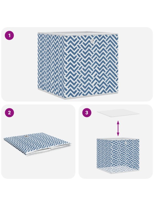 Skládací úložné boxy 4 ks modré 32x32x32 cm netkaná textilie
